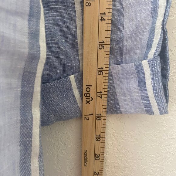 Ellen Tracy Top Womens size Large Blue & White Striped Shirt With Zipper & Pocke - Picture 13 of 15